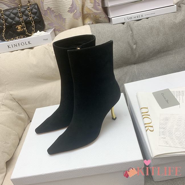 	 Kitlife Dior Heeled Ankle Suede Black Boots - 1