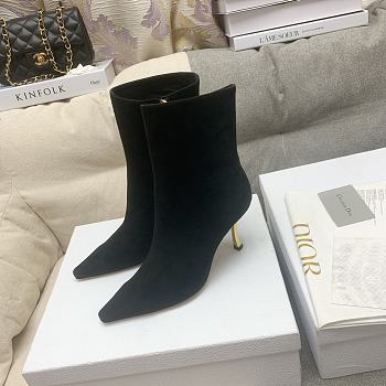 	 Kitlife Dior Heeled Ankle Suede Black Boots