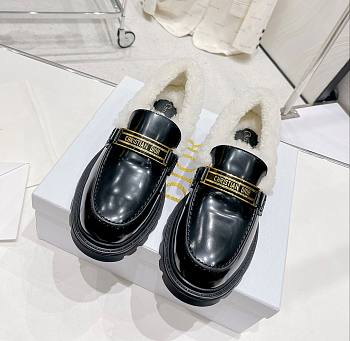 Kitlife DIOR CODE LOAFER Black Brushed Calfskin and White Shearling Black