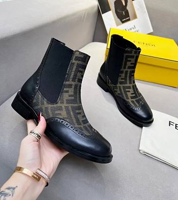 Kitlife Fendi Chelsea Ankle Boots FF fabric Green