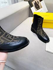 Kitlife Fendi Chelsea Ankle Boots FF fabric Green - 3