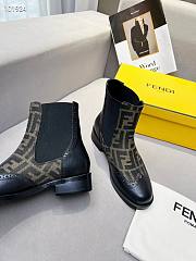 Kitlife Fendi Chelsea Ankle Boots FF fabric Green - 5