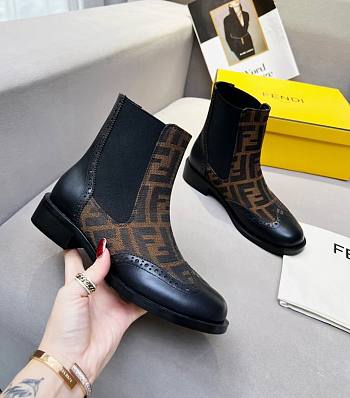 	 Kitlife Fendi Chelsea Ankle Boots FF fabric brown