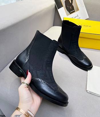 	 Kitlife Fendi Chelsea Ankle Boots FF fabric black