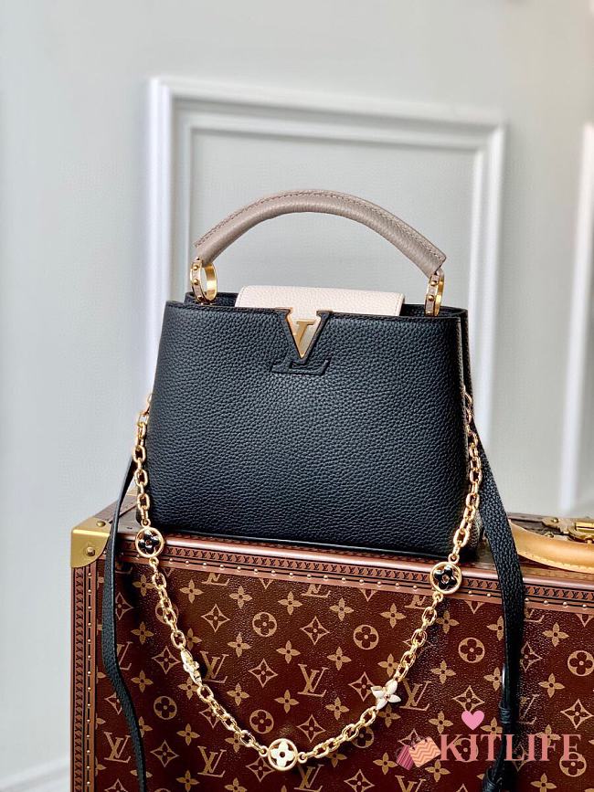 	 Kitlife Louis Vuitton CAPUCINES PM Black Taurillon leather with chain - 27 x 18 x 9cm - 1