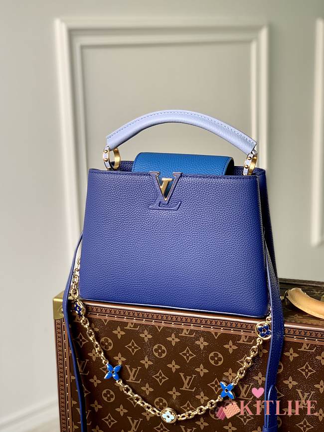 	 Kitlife Louis Vuitton CAPUCINES PM Blue Taurillon leather with chain - 27 x 18 x 9cm - 1