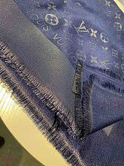 Kitlife Louis Vuitton Dark Blue Monogram Silk/Wool Shawl Scarf - 140x140xcm - 2