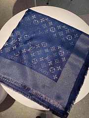Kitlife Louis Vuitton Dark Blue Monogram Silk/Wool Shawl Scarf - 140x140xcm - 4