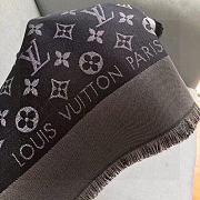 Kitlife Louis Vuitton Black Monogram Silk/Wool Shawl Scarf - 140x140xcm - 3