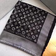 Kitlife Louis Vuitton Black Monogram Silk/Wool Shawl Scarf - 140x140xcm - 4