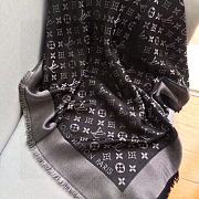 Kitlife Louis Vuitton Black Monogram Silk/Wool Shawl Scarf - 140x140xcm - 5