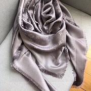 	 Kitlife Louis Vuitton Grey Monogram Silk/Wool Shawl Scarf - 140x140xcm - 1