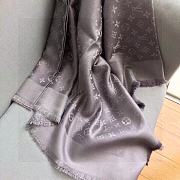 	 Kitlife Louis Vuitton Grey Monogram Silk/Wool Shawl Scarf - 140x140xcm - 4