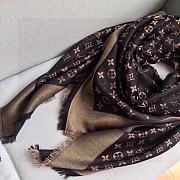 	 Kitlife Louis Vuitton Dark Brown Monogram Silk/Wool Shawl Scarf - 140x140xcm - 1