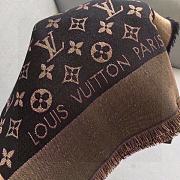 	 Kitlife Louis Vuitton Dark Brown Monogram Silk/Wool Shawl Scarf - 140x140xcm - 4