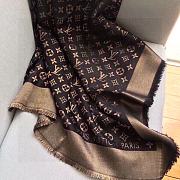 	 Kitlife Louis Vuitton Dark Brown Monogram Silk/Wool Shawl Scarf - 140x140xcm - 3