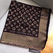 	 Kitlife Louis Vuitton Dark Brown Monogram Silk/Wool Shawl Scarf - 140x140xcm - 2