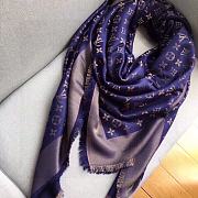 	 Kitlife Louis Vuitton Purple Monogram Silk/Wool Shawl Scarf - 140x140xcm - 1