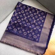	 Kitlife Louis Vuitton Purple Monogram Silk/Wool Shawl Scarf - 140x140xcm - 5
