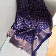 	 Kitlife Louis Vuitton Purple Monogram Silk/Wool Shawl Scarf - 140x140xcm - 3