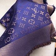 	 Kitlife Louis Vuitton Purple Monogram Silk/Wool Shawl Scarf - 140x140xcm - 2
