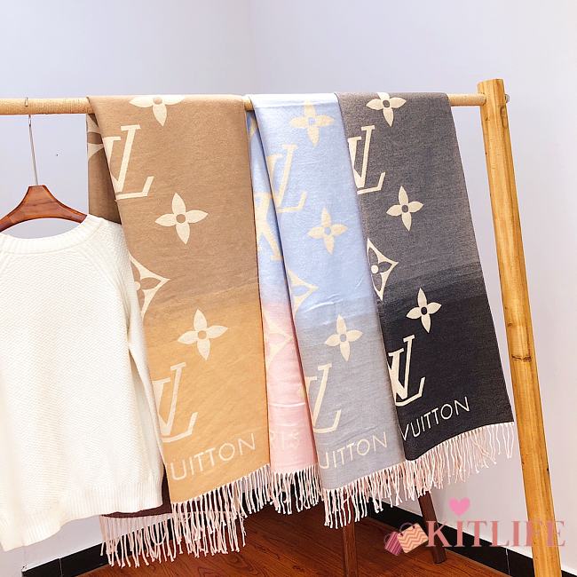 Kitlife Louis Vuitton Reykjavik Gradient Cashmere Scarf with Iconic Monogram - 60x190cm - 1