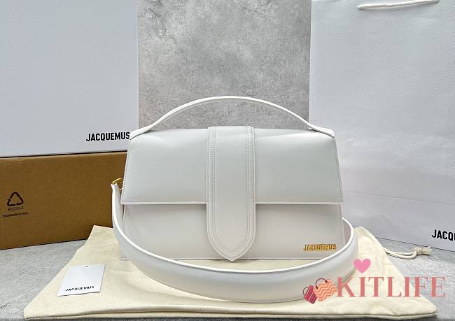 	 Kitlife Jacquemus Bamnino Crossbody Bag Smooth White Leather - 34x7x20cm - 1