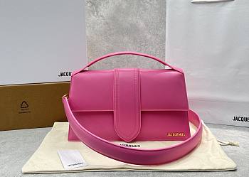 Kitlife Jacquemus Bamnino Crossbody Bag Smooth Pink Leather - 34x7x20cm