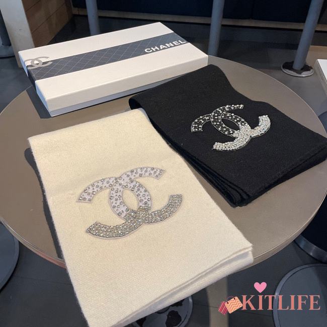 Kitlife Chanel Cashmere Plain With Jewels Glitter Scarf - 20*180cm - 1