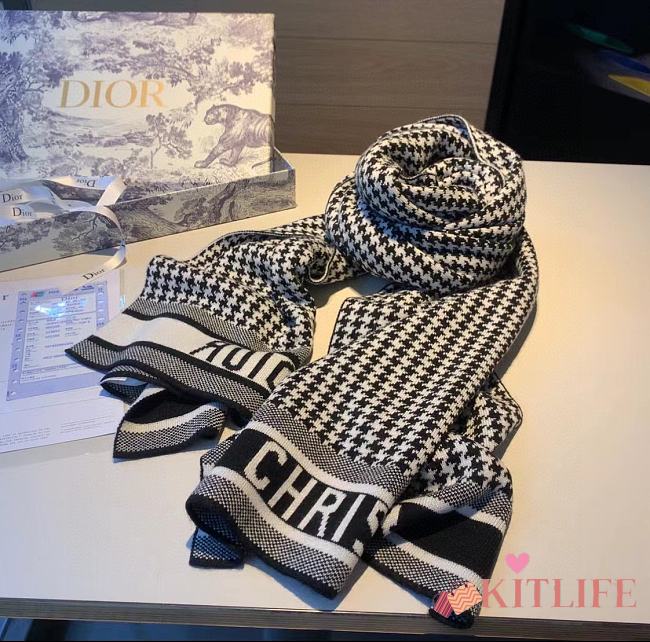 Kitlife Dior 30 MONTAIGNE PONCHO Black and White Cashmere - 50*175cm - 1