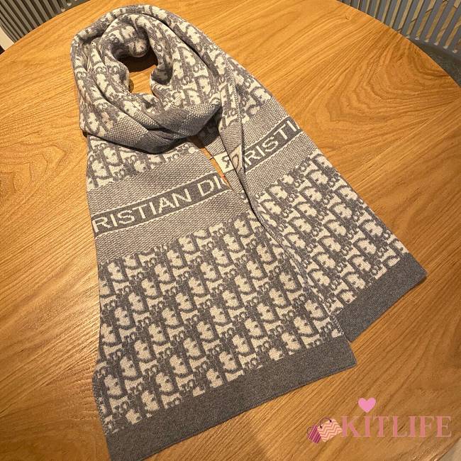 Kitlife Dior Cashmere Oblique Grey Scarf - 30*200cm - 1