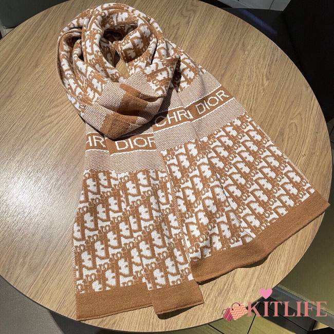 	 Kitlife Dior Cashmere Oblique Beige Scarf - 30*200cm - 1