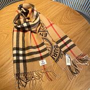 	 Kitlife Burberry Tartan Monogram Unisex Cashmere Fringes Logo Scarf Yellow - 30*180cm - 4