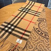 	 Kitlife Burberry Tartan Monogram Unisex Cashmere Fringes Logo Scarf Yellow - 30*180cm - 3