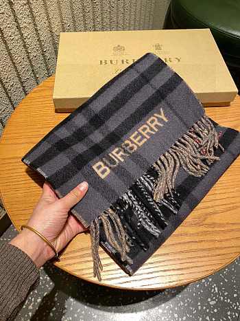 Kitlife Burberry Checked Cashmere Scarf Brown/Black - 30x168cm