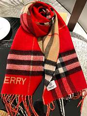 Kitlife Burberry Checked Cashmere Scarf In Brown and Red - 30*168 - 4