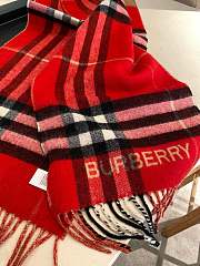 Kitlife Burberry Checked Cashmere Scarf In Brown and Red - 30*168 - 3