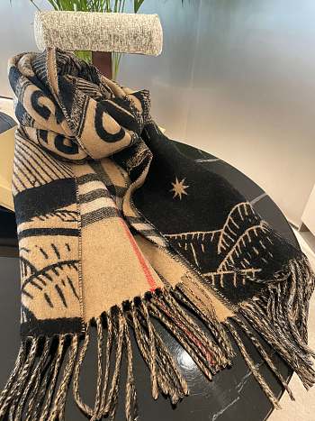 Kitlife Burberry reversible cashmere fringed scarf - 45*210cm