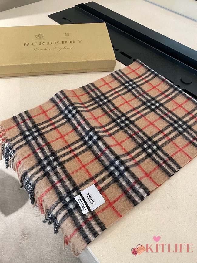 Kitlife Burberry Mini Classic Vintage Check Cashmere Scarf - 30*180cm - 1
