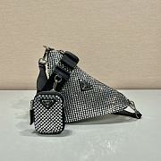 Kitlife Prada Triangle Saffiano leather shoulder bag with crystals black - 1BH190 - 26x14x12cm - 1