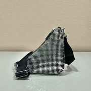 Kitlife Prada Triangle Saffiano leather shoulder bag with crystals black - 1BH190 - 26x14x12cm - 5