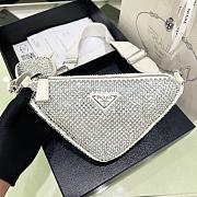 	 Kitlife Prada Triangle Saffiano leather shoulder bag with crystals white - 1BH190 - 26x14x12cm - 1