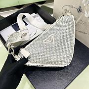	 Kitlife Prada Triangle Saffiano leather shoulder bag with crystals white - 1BH190 - 26x14x12cm - 3