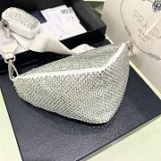 	 Kitlife Prada Triangle Saffiano leather shoulder bag with crystals white - 1BH190 - 26x14x12cm - 2