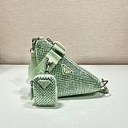 	 Kitlife Prada Triangle Saffiano leather shoulder bag with crystals green mint - 1BH190 - 26x14x12cm - 1