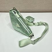 	 Kitlife Prada Triangle Saffiano leather shoulder bag with crystals green mint - 1BH190 - 26x14x12cm - 2