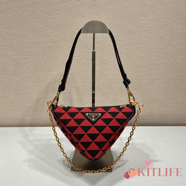 	 Kitlife Prada Symbole leather and fabric mini red bag - 28x16x13cm - 1