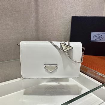 	 Kitlife Prada Brushed leather shoulder white bag - 19x10.5x3.5cm