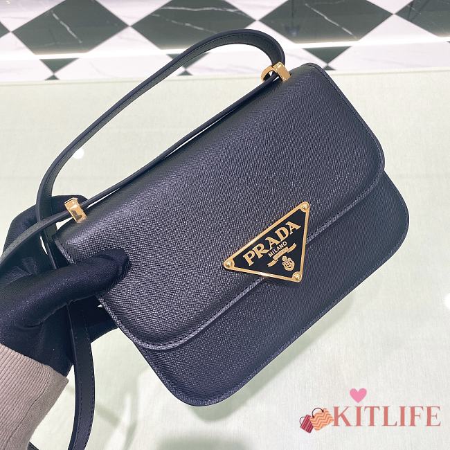 Kitlife Prada Saffiano leather shoulder black bag - 1BD320 - 22x15x6cm - 1