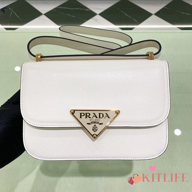 	 Kitlife Prada Saffiano leather shoulder white bag - 1BD320 - 22x15x6cm - 1
